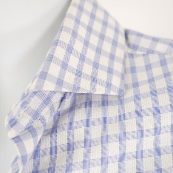 Hart Schaffner Marx Blue Purple‎ Check Medium Collared Dress Shirt Long Sleeve - Picture 2 of 10